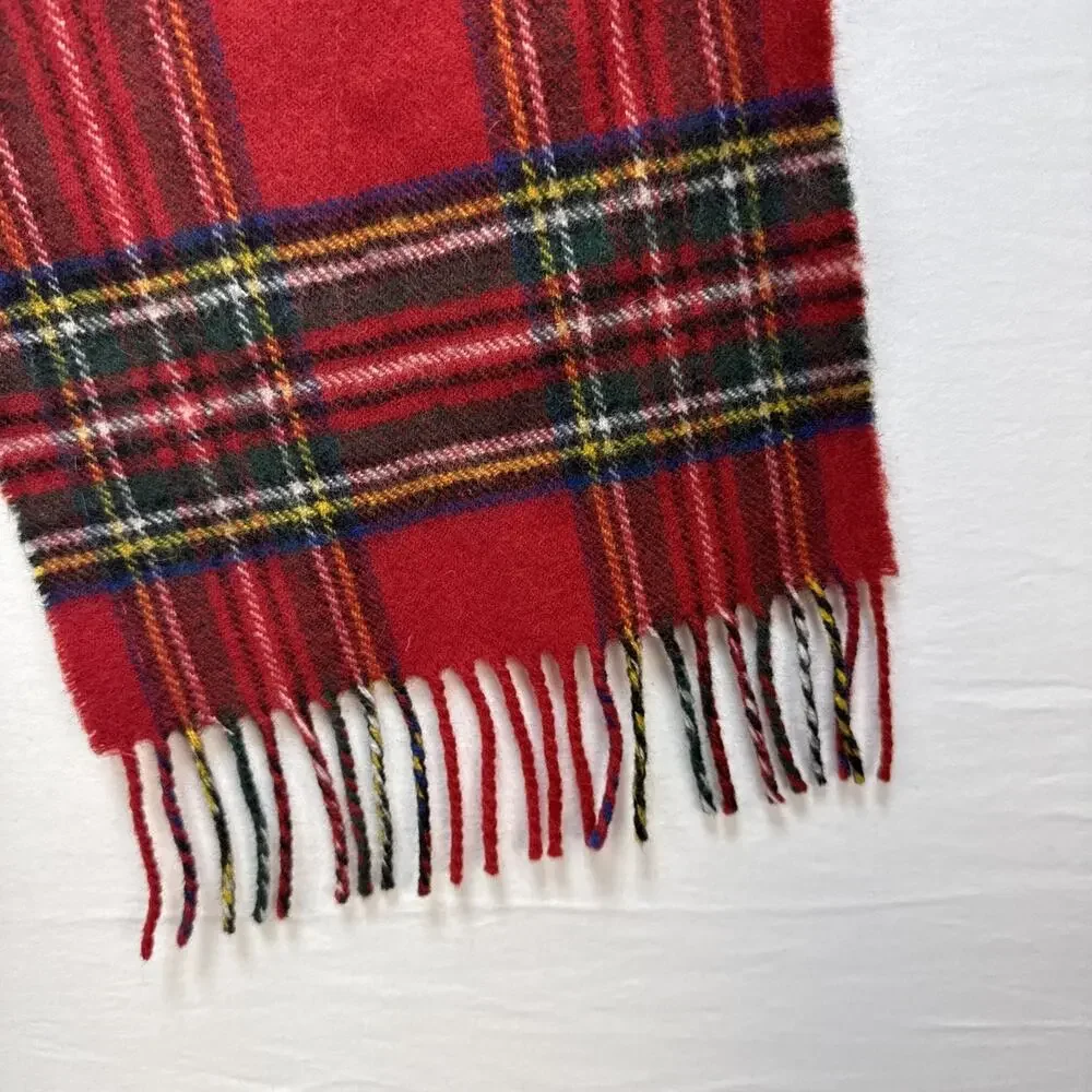 Lochcarron of Soctland Red Royal Tartan‎ Plaid Lambswool Scarf Fringe Trim
